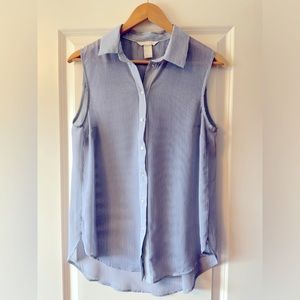 H&M blue and white striped sleeveless blouse. Bundle any three tops for $10.